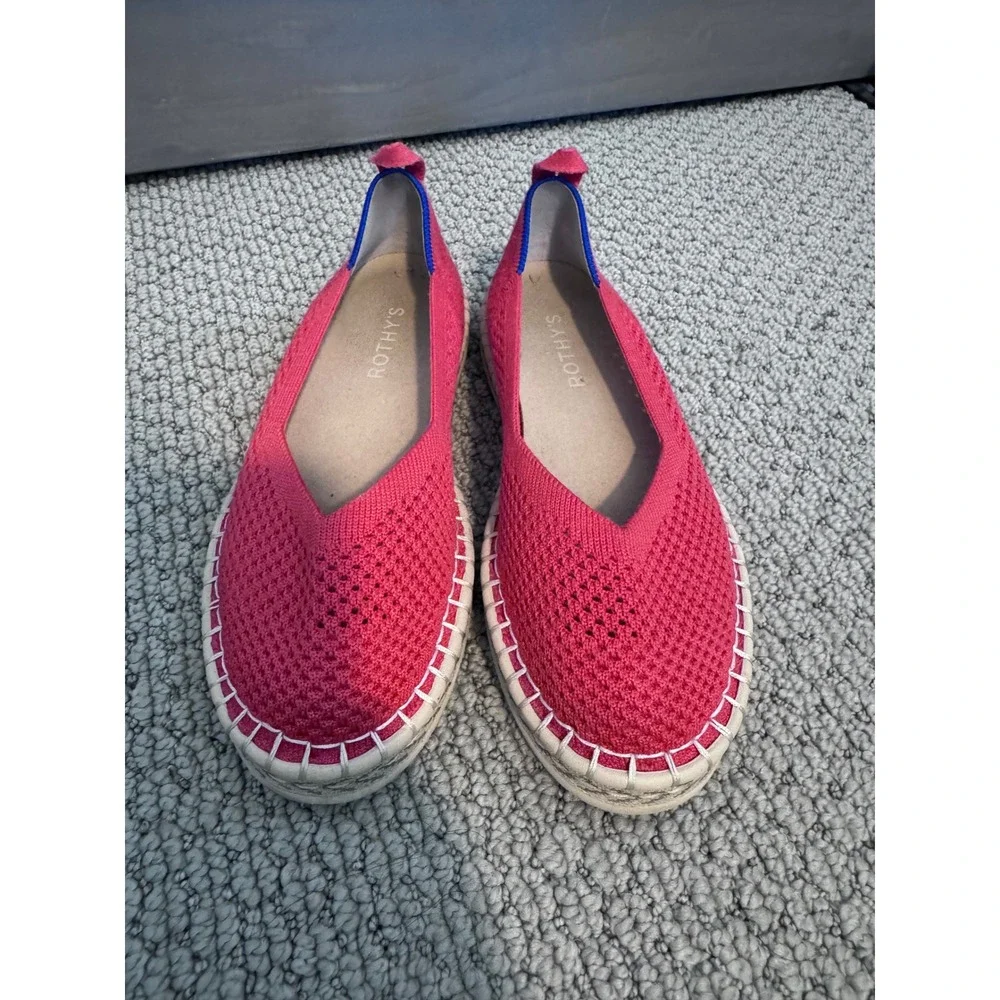 Rothy's‎ The Espadrille Flats Red Hot Size 6 Jute Midsole No Ankle Laces